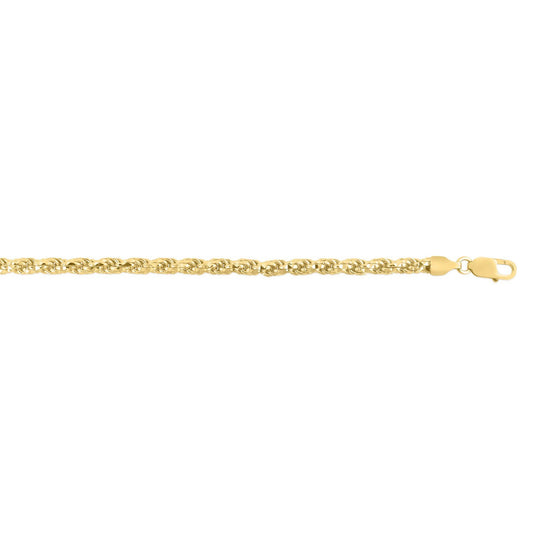 Sterling Silver Yellow Gold Plated Diamond Cut Royal Rope Chain (5.00 mm)