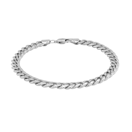 14k White Gold Miami Cuban Semi Solid Bracelet (7.00 mm)
