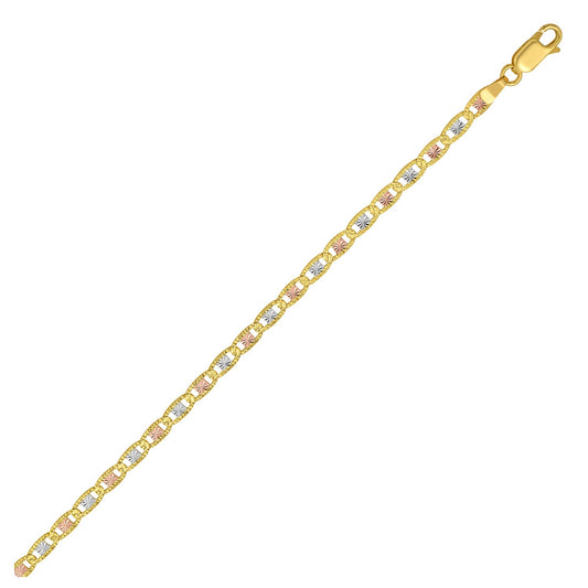 14K Tri Color Gold Pave Valentino Chain (3.50 mm)