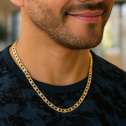 14K Tri Color Gold Pave Valentino Chain (3.50 mm)