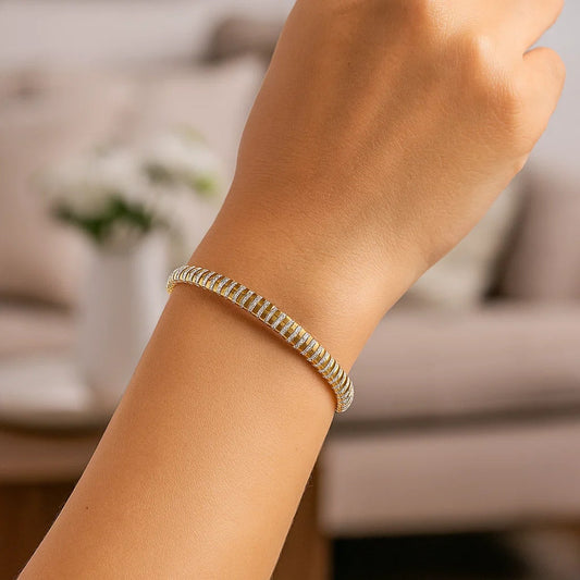 14K Two Tone Gold Mini Diamante Bracelet (4.00 mm)