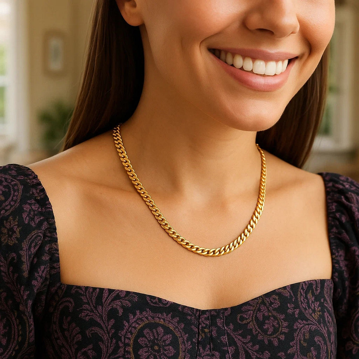 14k Yellow Gold Semi Solid Miami Cuban Chain (4.50 mm)