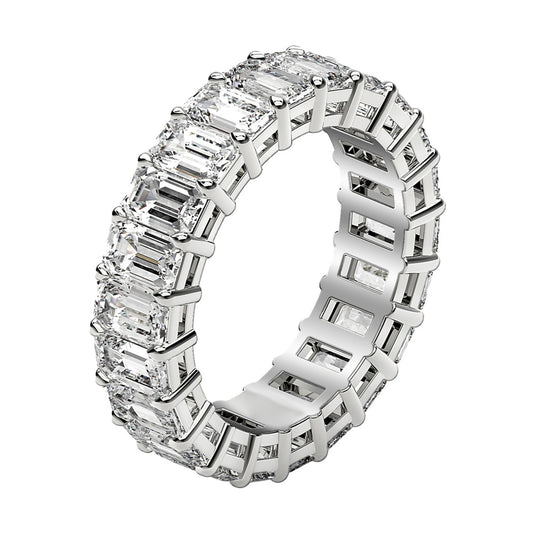 Emerald Cut Lab Grown Diamond Eternity Ring in 14k White Gold (3 cttw FG/VS2)