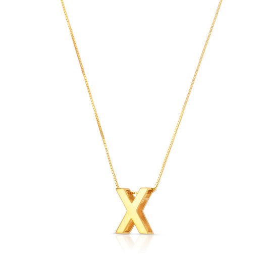 14K Yellow Gold Yours Truly Block Letter Initial X Necklace