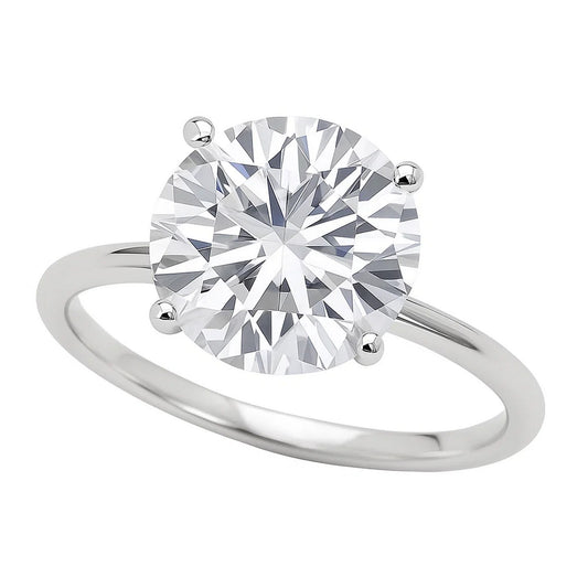 5 Carat Round Lab Grown IGI G/VS1 Diamond Solitaire Ring in 14K White Gold