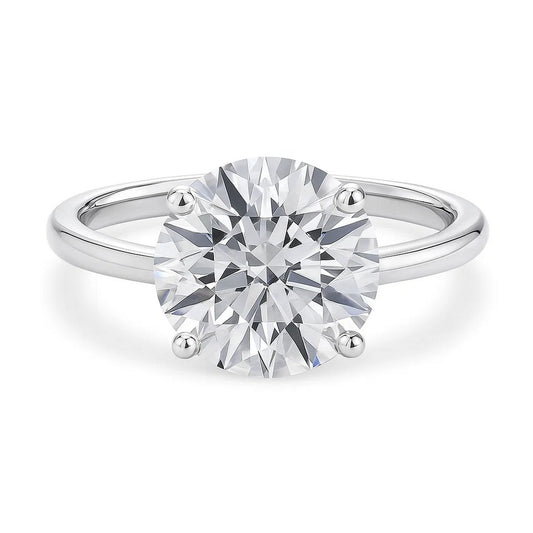 5 Carat Round Lab Grown IGI G/VS1 Diamond Solitaire Ring in 14K White Gold