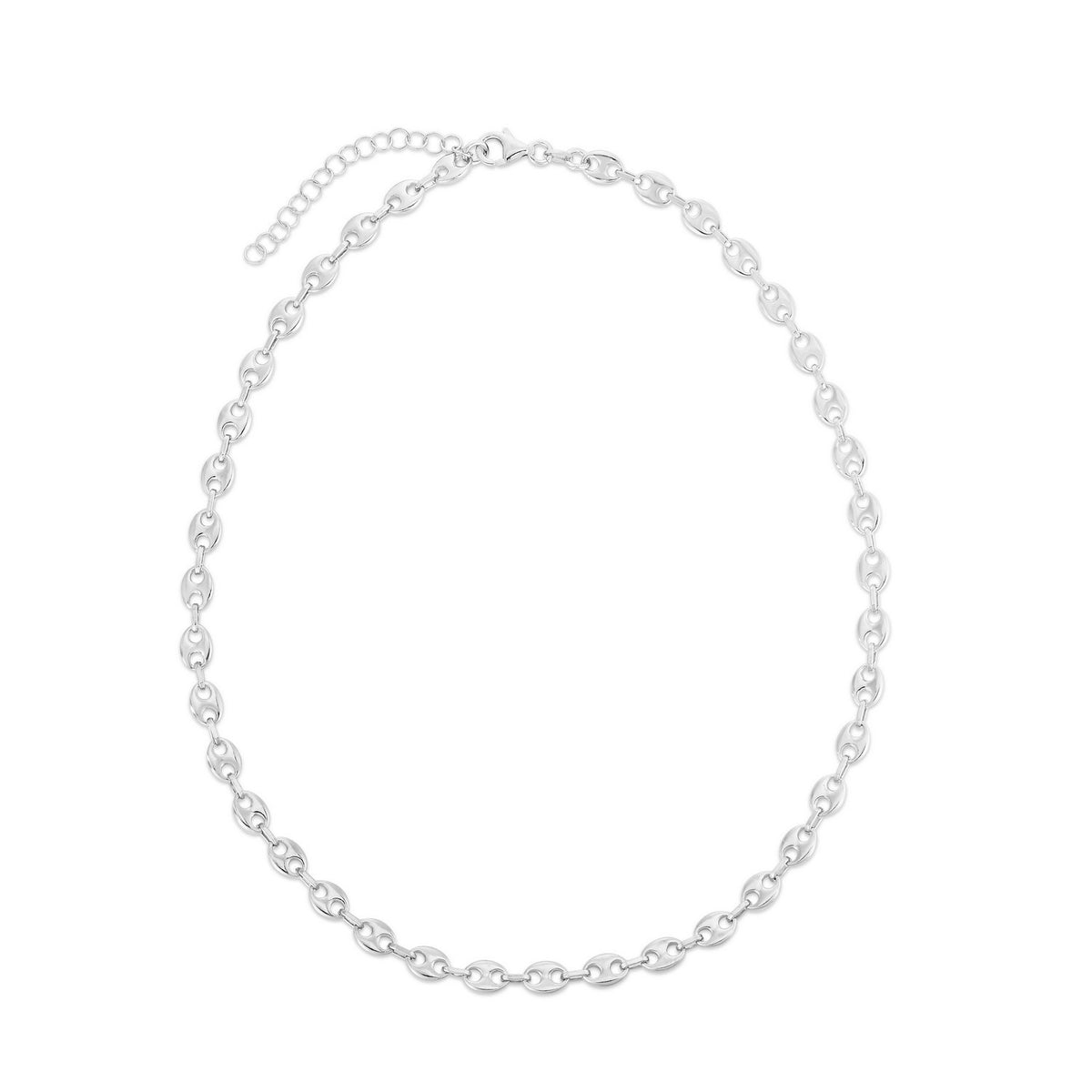 Sterling Silver Rhodium Plated Puffed Mariner Chain (3.70 mm)