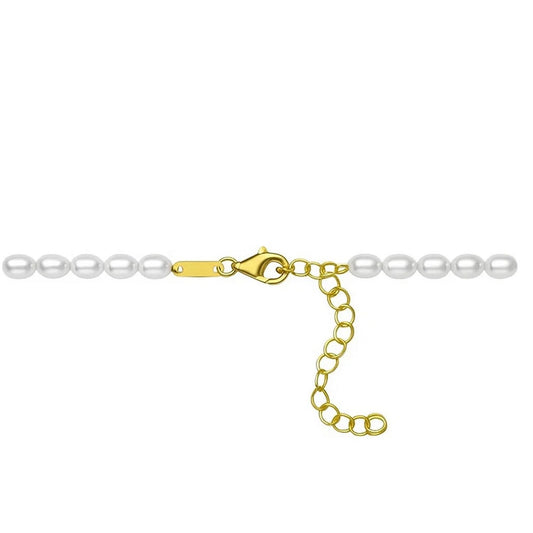 14K Yellow Gold Bow and Pearl Necklace