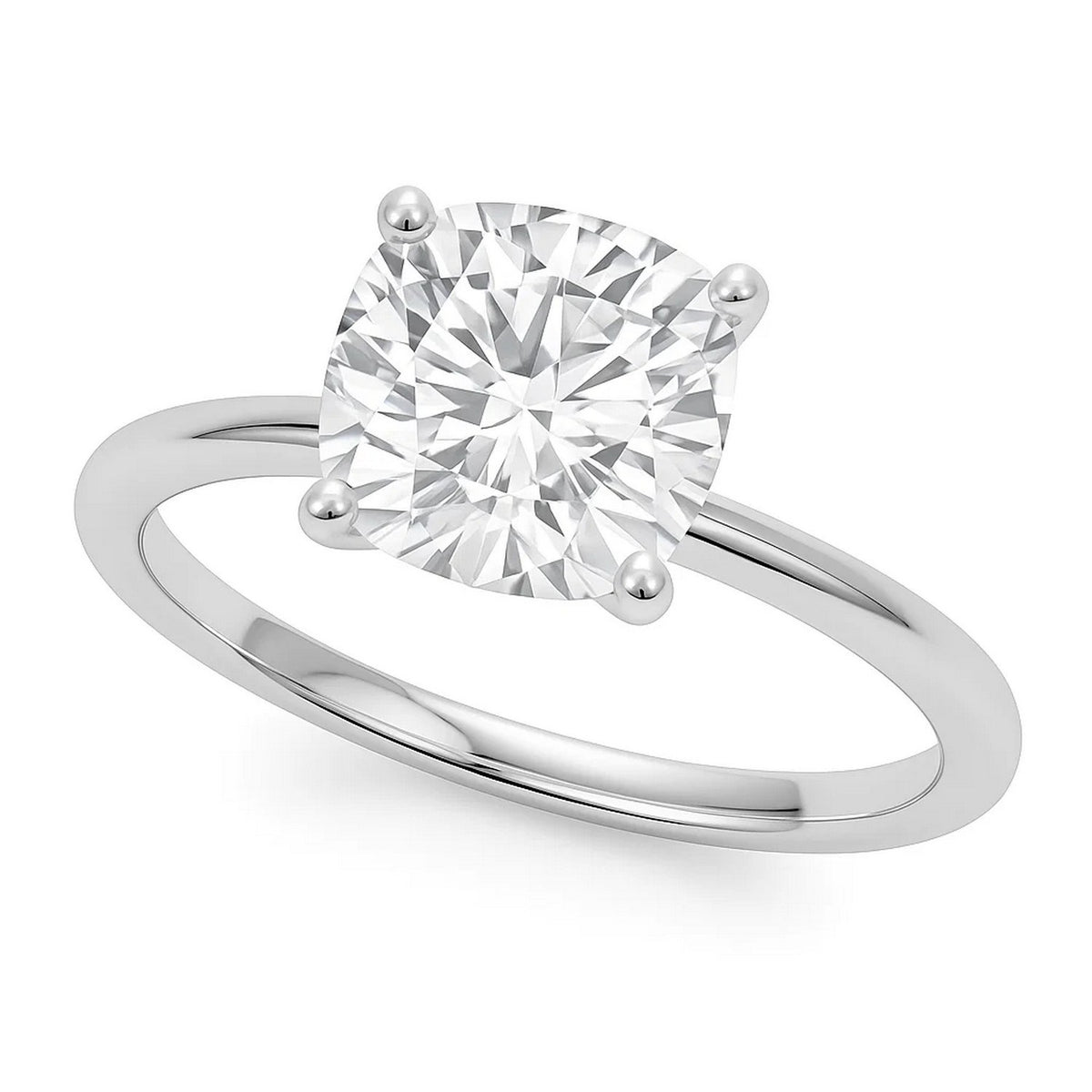 5 Carat Cushion Lab Grown IGI G/VS1 Diamond Solitaire Ring in 14K White Gold