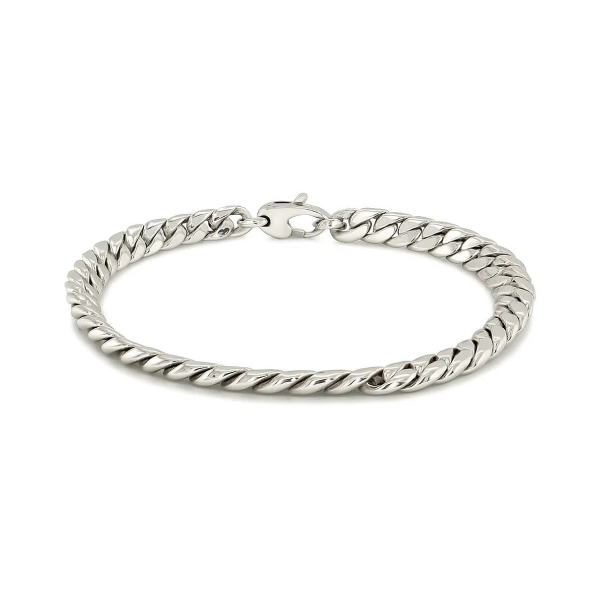 14K White Gold Cuban Link Bracelet (5.90 mm)