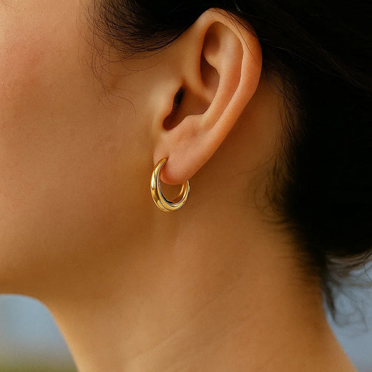 14k Yellow Gold Oval Hoop Earrings(5x20mm)