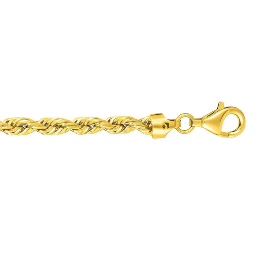 10k Yellow Gold Solid Diamond Cut Rope Bracelet (5.00 mm)