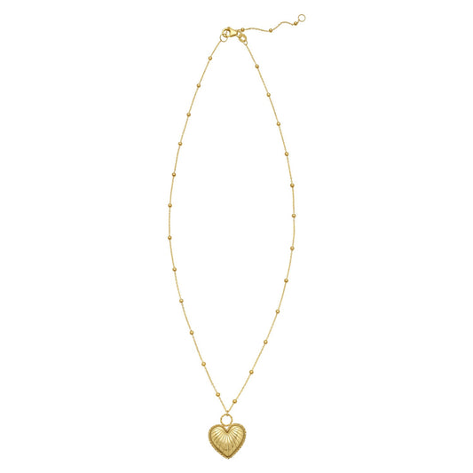 14K Yellow Gold Vintage Puffed Heart Necklace