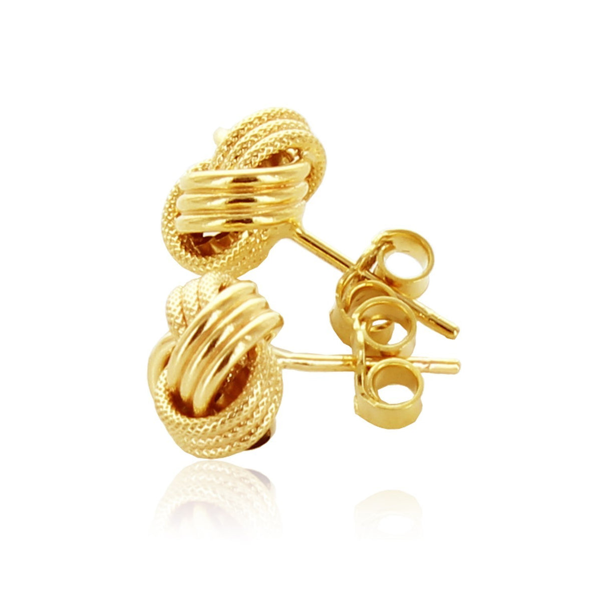 10k Yellow Gold Love Knot with Ridge Texture Earrings