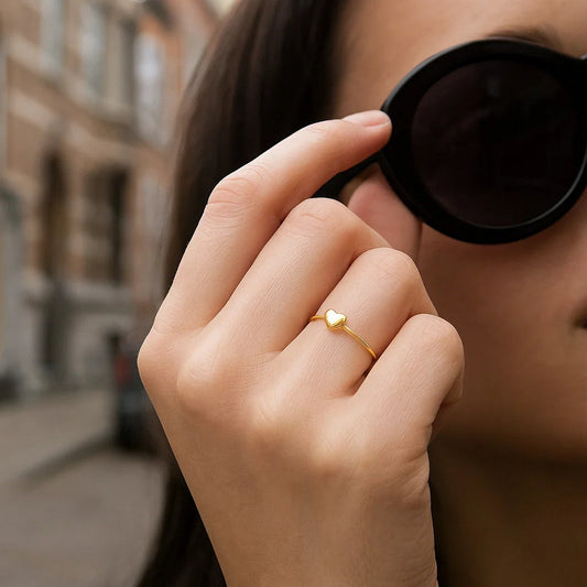 14k Yellow Gold Ring with Puffed Heart(1.40 mm)