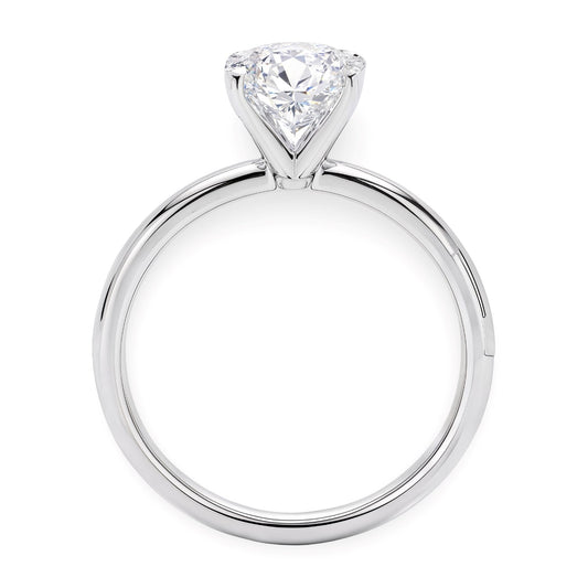 2 Carat Oval Lab Grown IGI G/VS1 Diamond Solitaire Ring in 14K White Gold