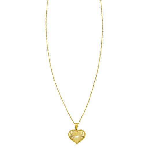 14K Yellow Gold Radiating Heart Necklace