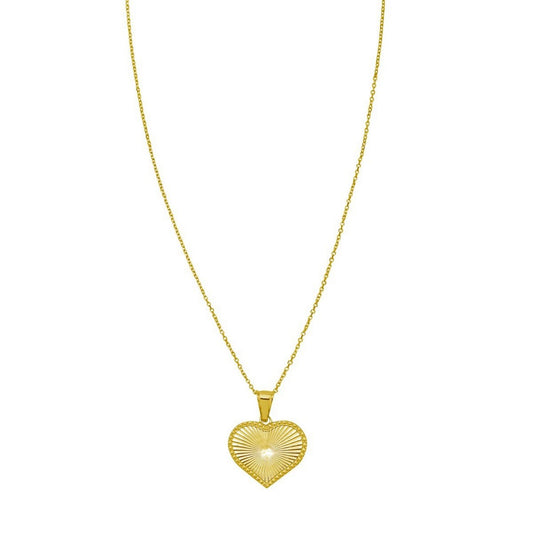 14K Yellow Gold Radiating Heart Necklace