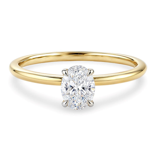 1 Carat Oval Lab Grown IGI G/VS1 Diamond Solitaire Ring in 14K Yellow Gold