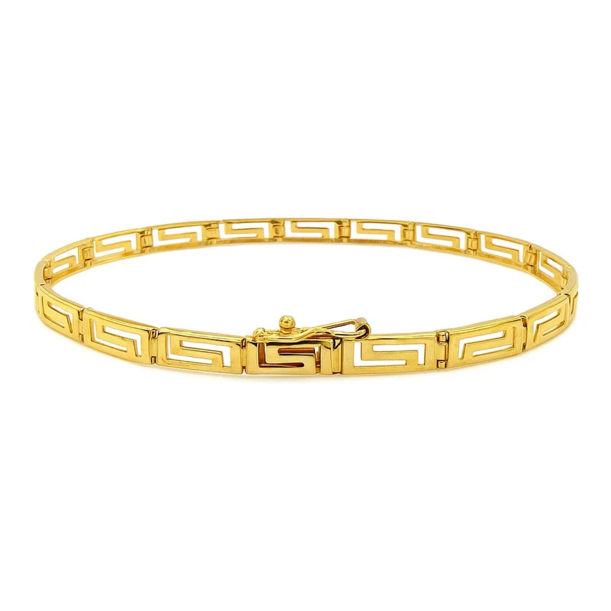 14k Yellow Gold Greek Fret Design Fancy Bracelet (3.30 mm)