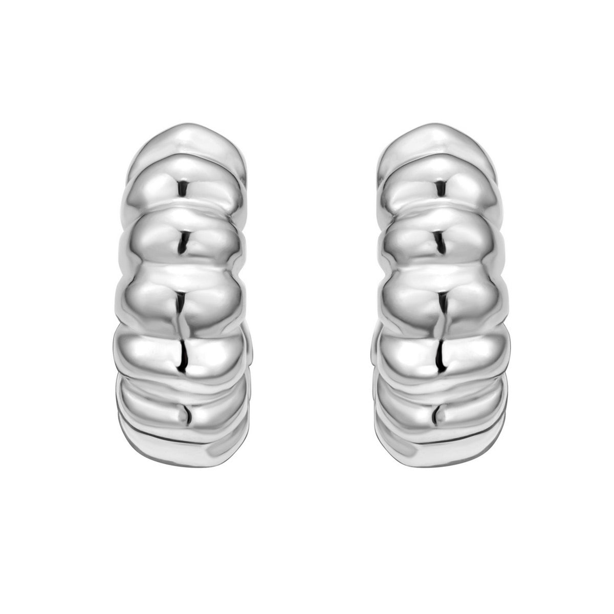 Sterling Silver Twisted C Hoop Earrings