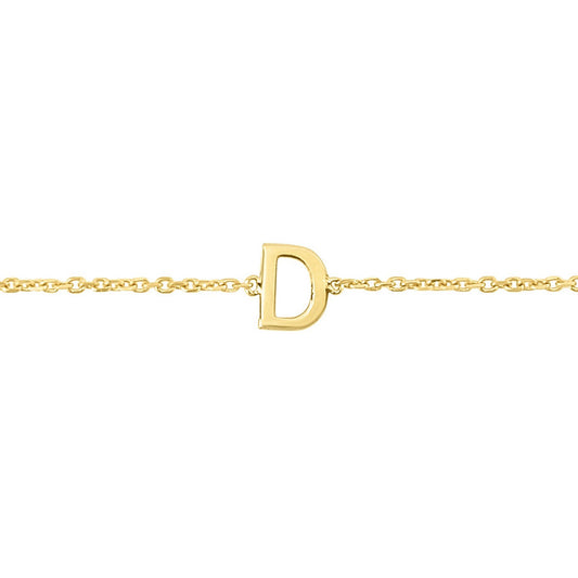 14K Yellow Gold Mini Initial D Bracelet