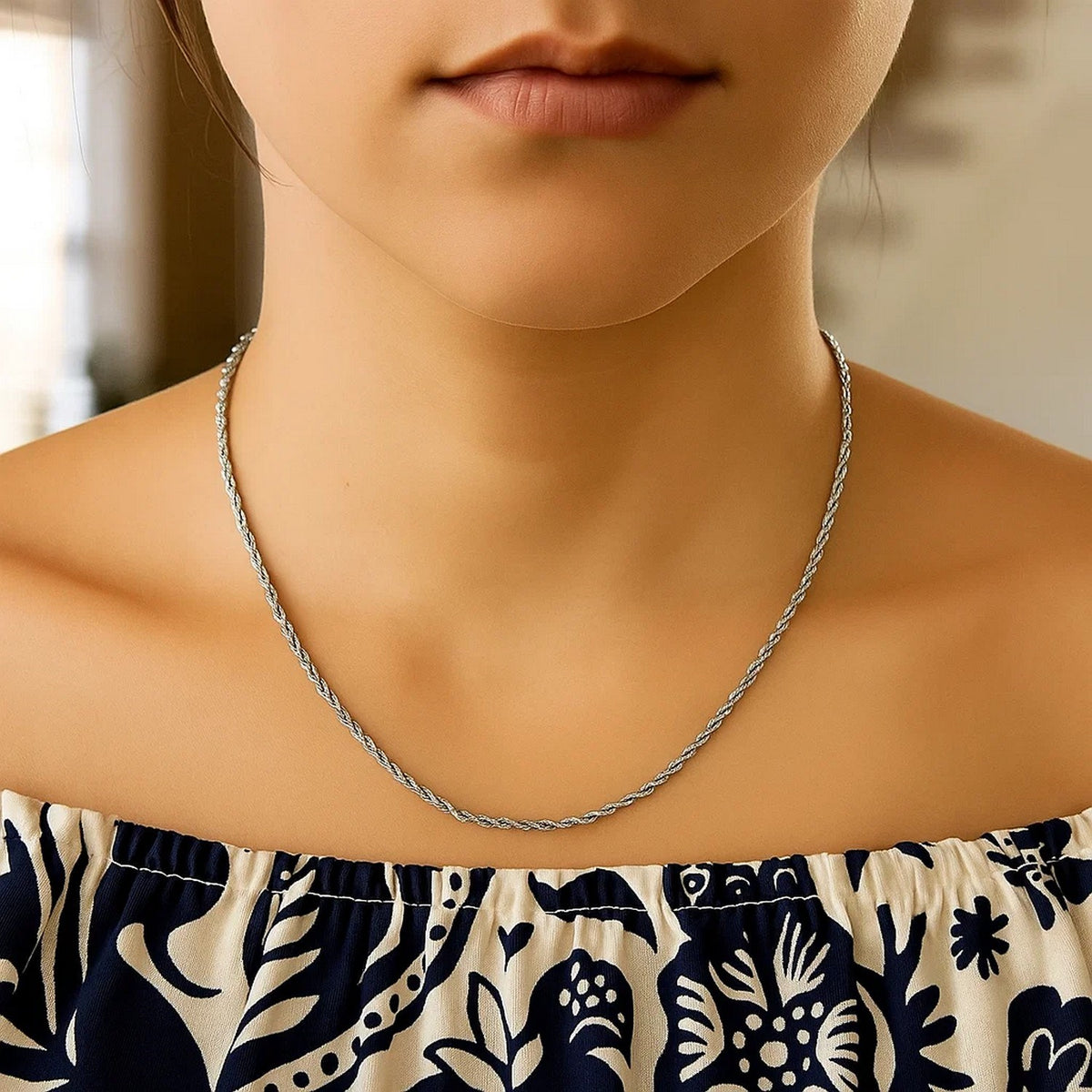 14k White Gold Light Rope Chain (2.00 mm)