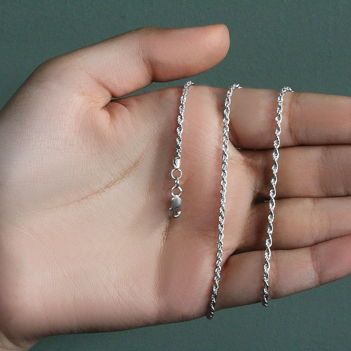 14k White Gold Light Rope Chain (2.00 mm)