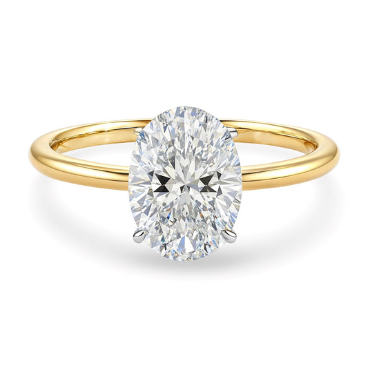 2 Carat Oval Lab Grown IGI G/VS1 Diamond Solitaire Ring in 14K Yellow Gold