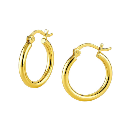 10k Yellow Gold Polished Hoop Earrings (2x15 mm)