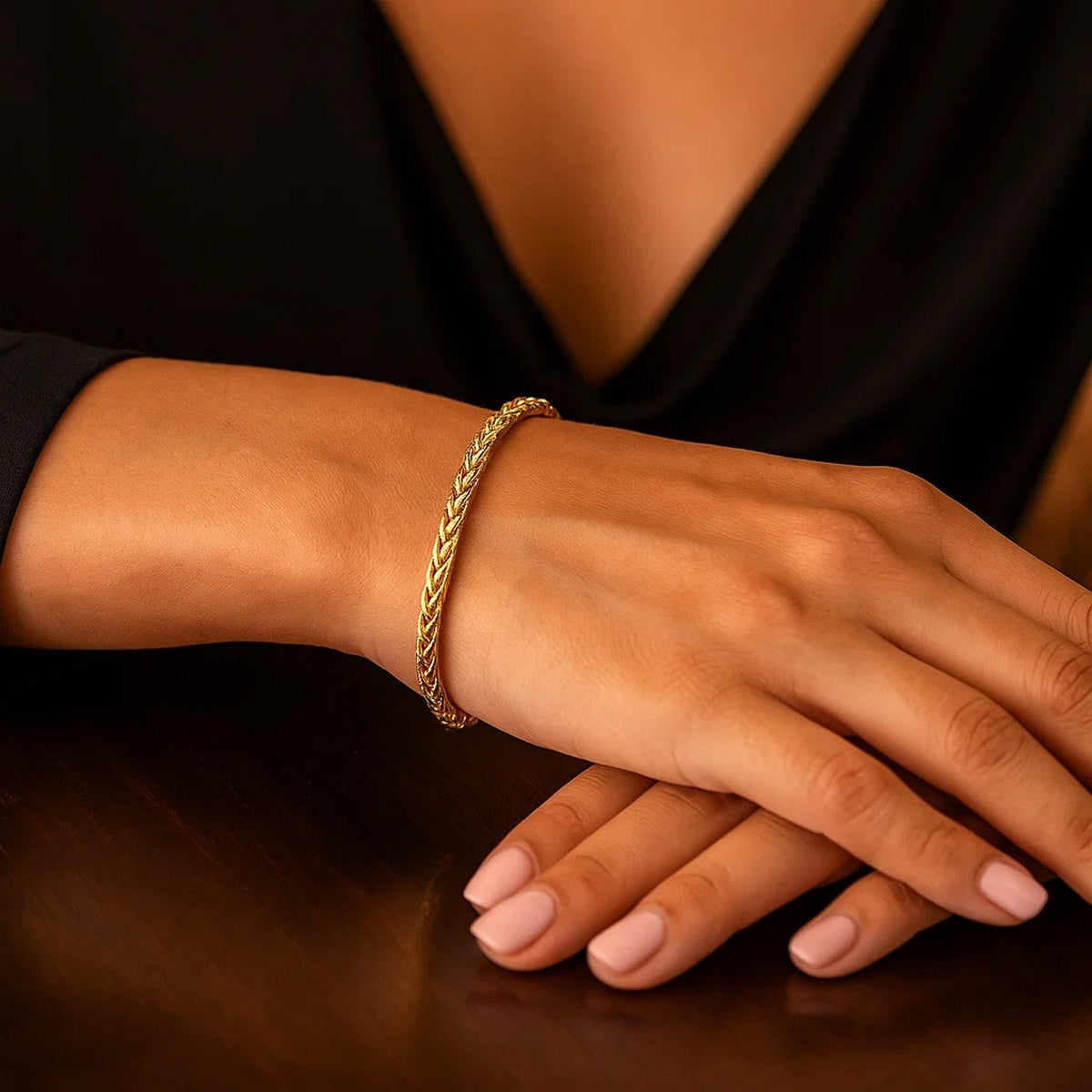 14k Yellow Gold Light Weight Wheat Bracelet  (3.20 mm)