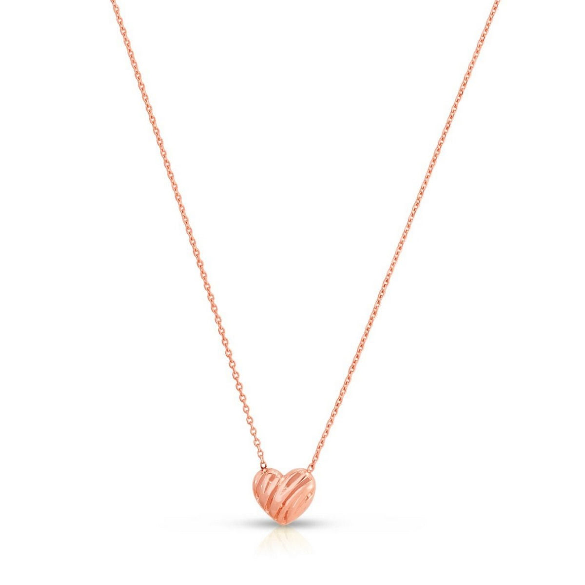 14k Rose Gold High Polish Scribbles Heart Necklace