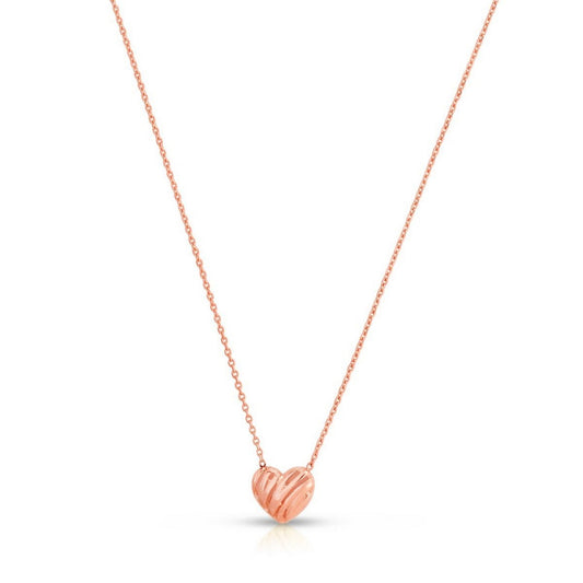14k Rose Gold High Polish Scribbles Heart Necklace