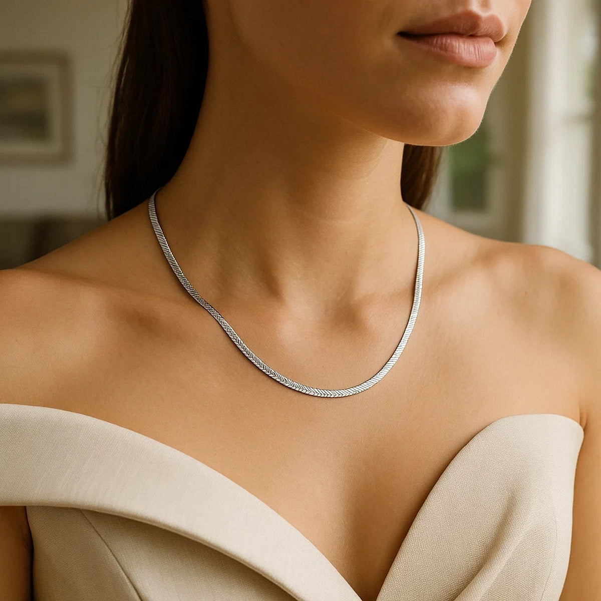 14k White Gold Super Flex Herringbone Chain (2.80 mm)