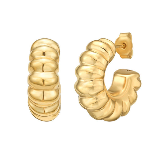 Sterling Silver Yellow Gold Plated Twisted C Hoop Earrings