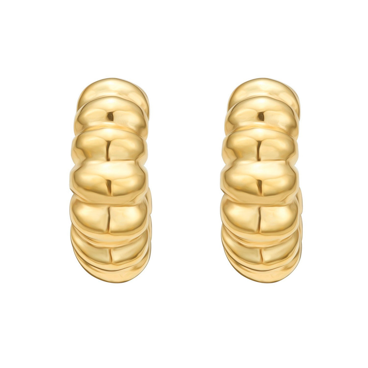 Sterling Silver Yellow Gold Plated Twisted C Hoop Earrings
