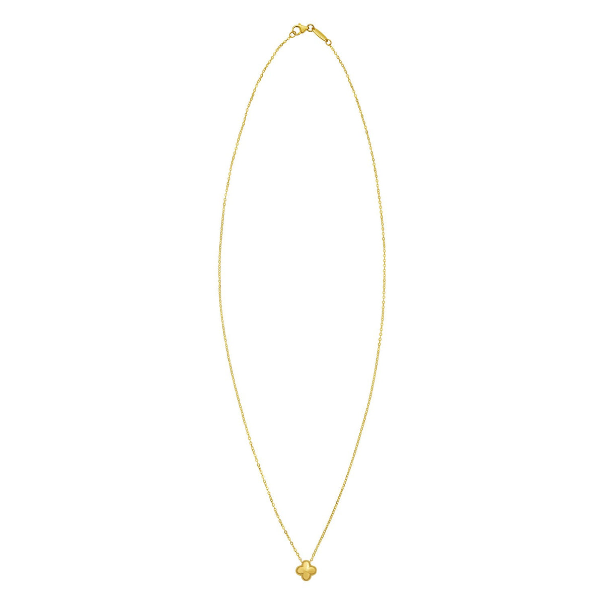 14K Yellow Gold Puffed Mini Clover Pendant Necklace