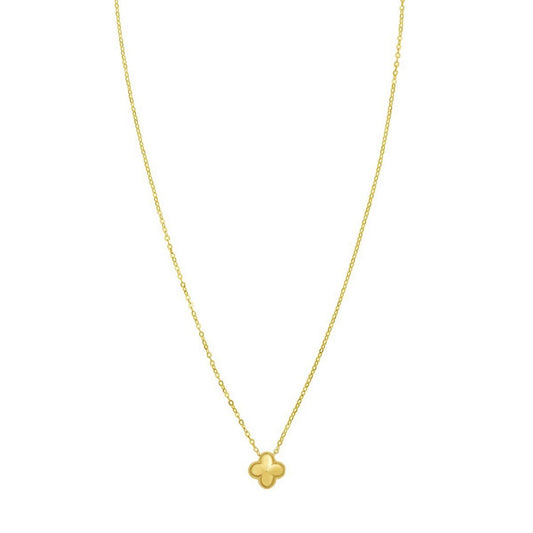 14K Yellow Gold Puffed Mini Clover Pendant Necklace