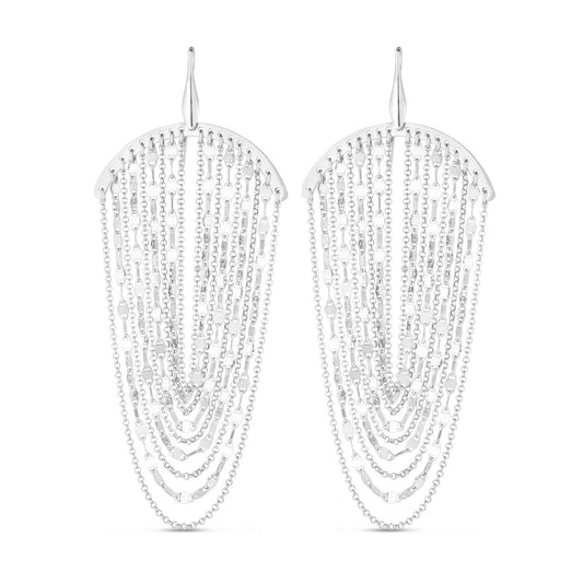 Sterling Silver Multi Strand Chain Drop Chandelier Earrings