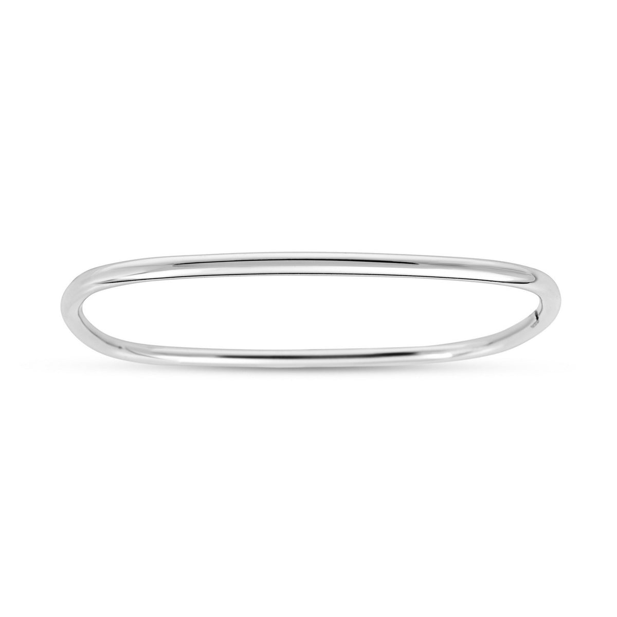 Sterling Silver Rhodium Plated Square Slip On Bangle (3.00 mm)