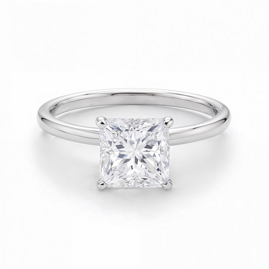 1.50Ct Princess Lab Grown IGI G/VS1 Diamond Ring in 10K White Gold