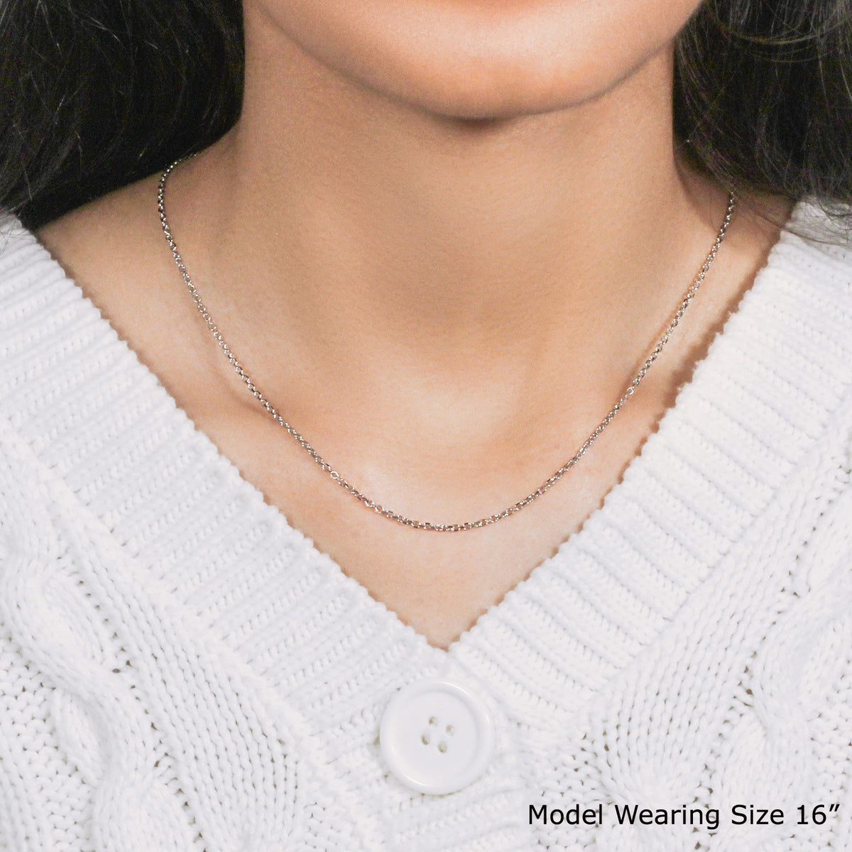18k White Gold Diamond Cut Cable Link Chain (1.40 mm)