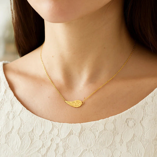 14K Yellow Gold Angel Wing Necklace
