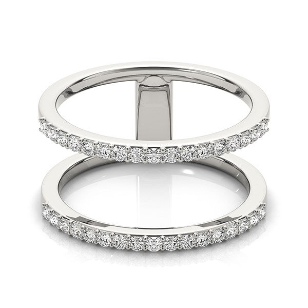 14k White Gold Dual Band Design Ring with Diamonds (1/3 cttw)
