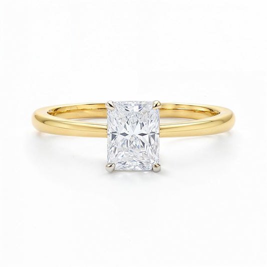 1 Carat Radiant Lab Grown IGI G/VS1 Diamond Solitaire Ring in 10K Yellow Gold