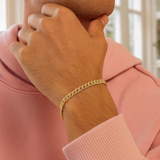 10k Yellow Gold Miami Cuban Semi Solid Bracelet (4.50 mm)