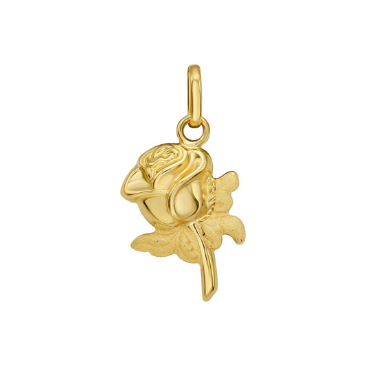 14K Yellow Gold Polished Rose Charm Pendant