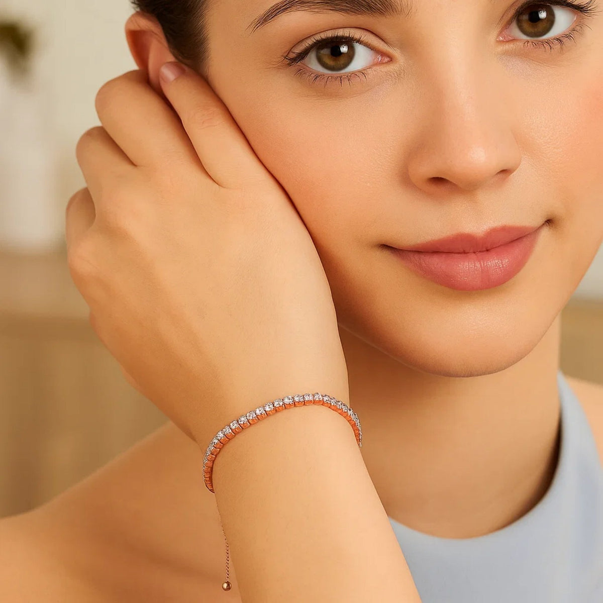 Adjustable Tennis Style Bracelet with Cubic Zirconia in Sterling Silver(5.10 mm)