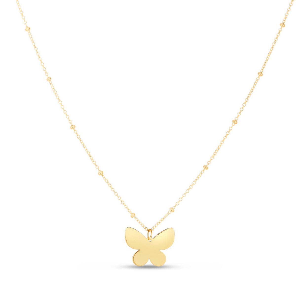14k Yellow Gold Papillon Butterfly Necklace