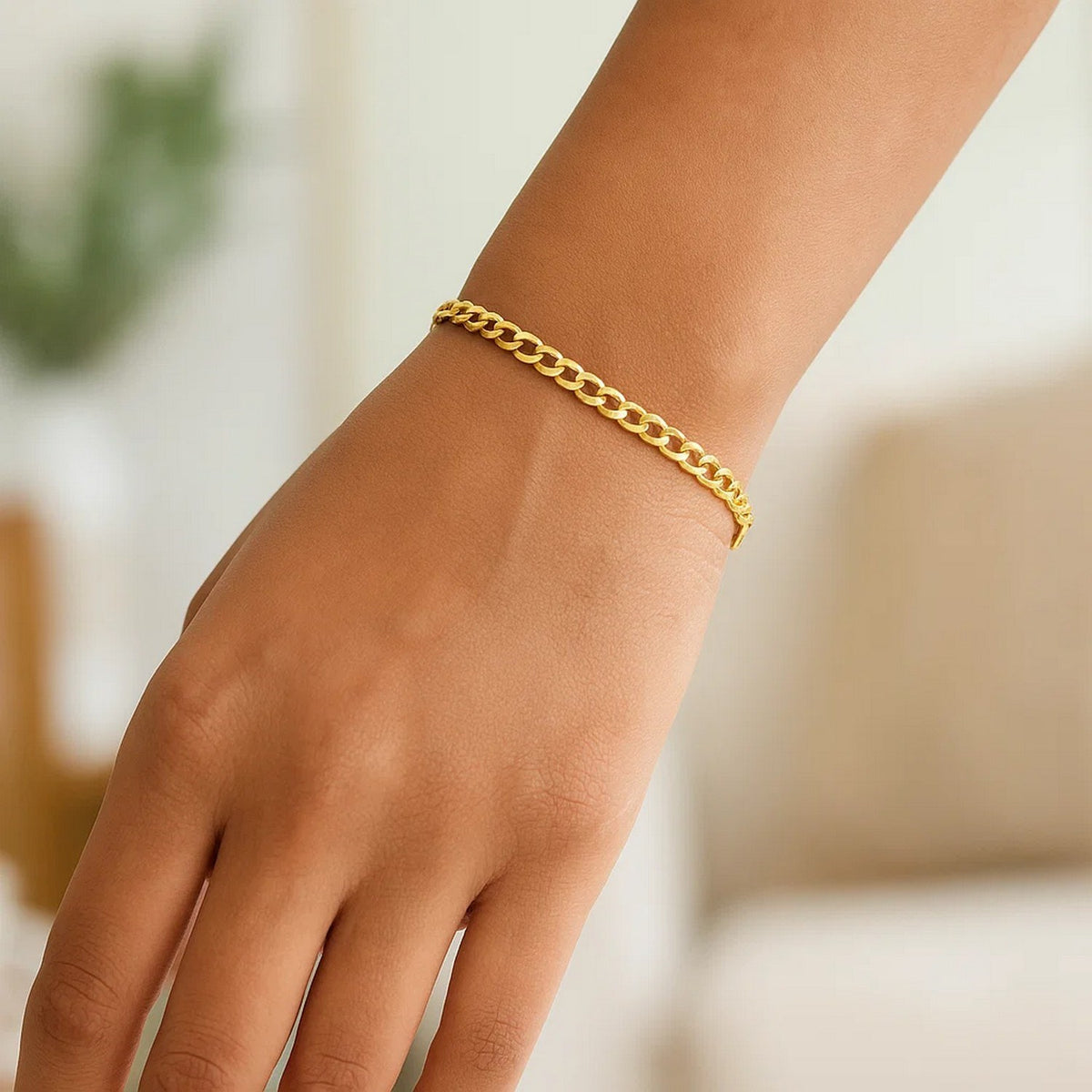 14k Yellow Gold Solid Curb Bracelet (3.60 mm)